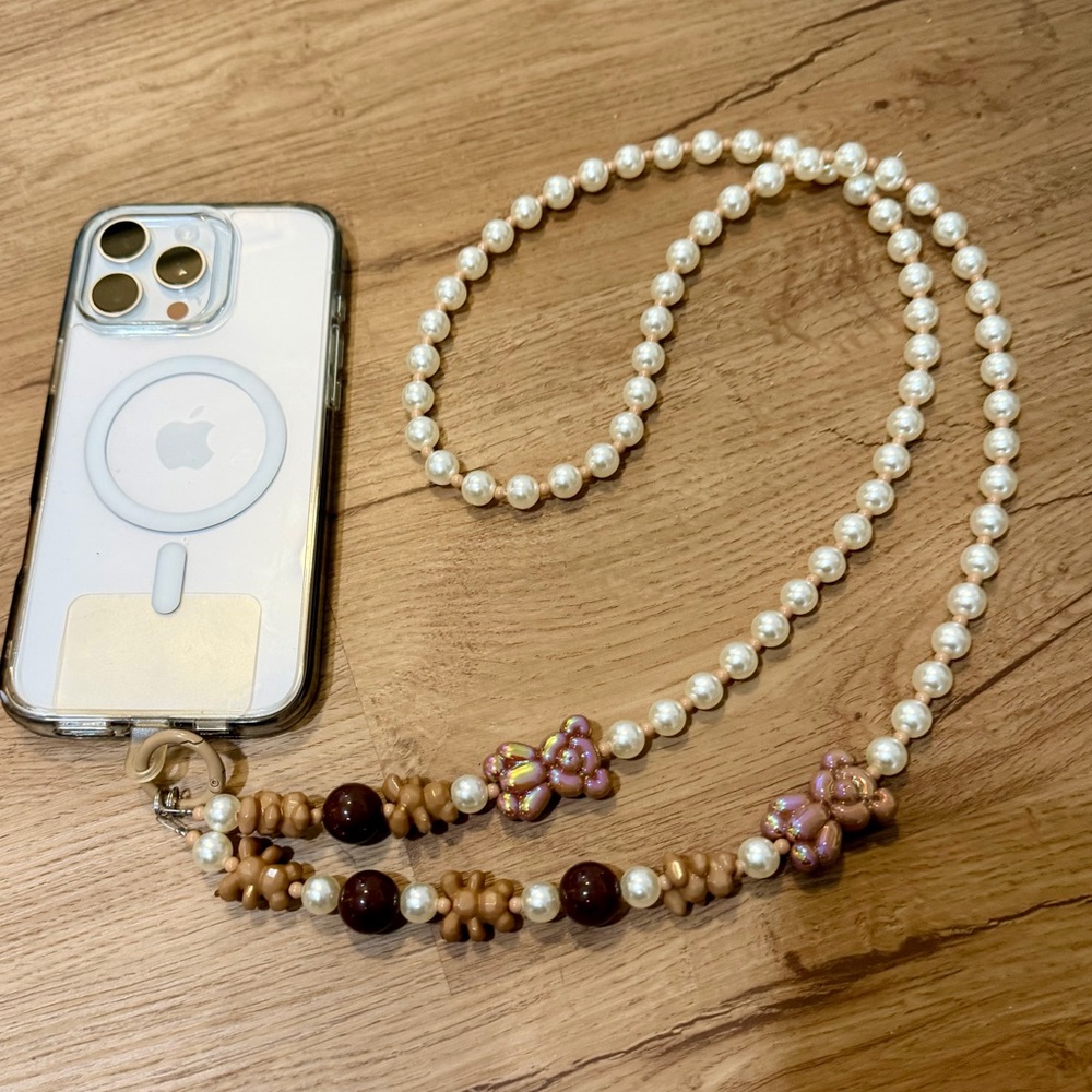 Pearl and Bead Phone Chain Crossbody Strap